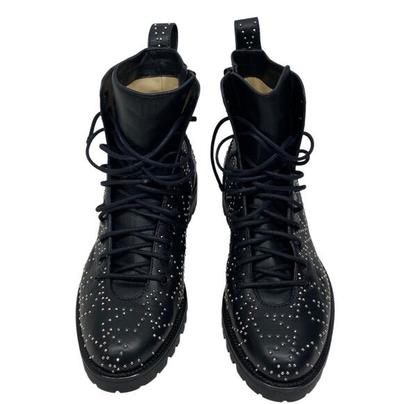 Jimmy Choo Cruz Flat Star Studded Black Leather Boot Size 37.5 (7.5 US) W/ COA - Picture 6 of 12